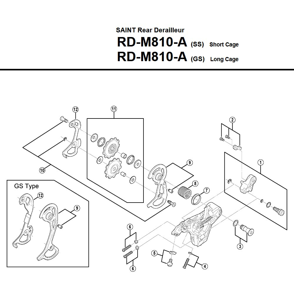 Shimano Saint RD-M810A Schaltwerk Ersatzteil | Schaltwerks Begrenzungsschrauben u Platten Nr 6