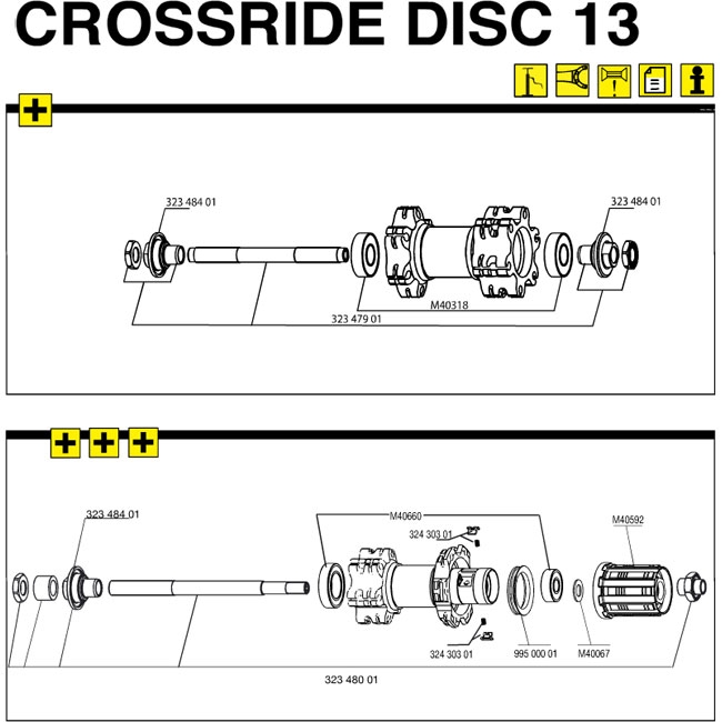 Mavic Crossride Disc Vorderrad Achse mit Verschraubungen Modell 2013