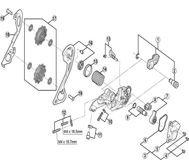 Shimano XT Schaltwerk RD-M786 Schaltwerk Ersatzteil | Schaltarm aussen GS