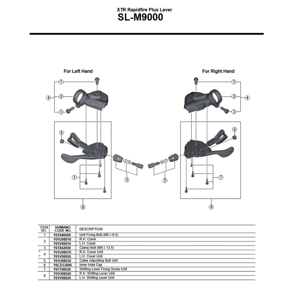 Shimano XTR SL-M9000 Schalthebel Ersatzteil | Klemmschraube fuer Lenkerklemmung Nr 3