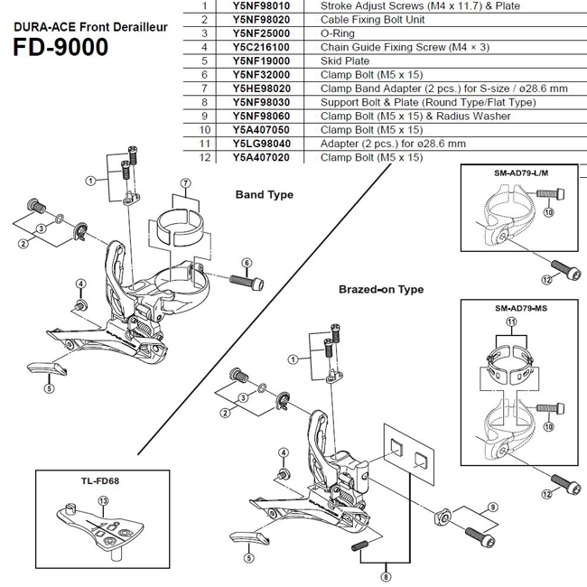 Shimano Dura Ace FD-9000 Umwerfer Ersatzteil | Einstellschraube mit Platte Nr 1