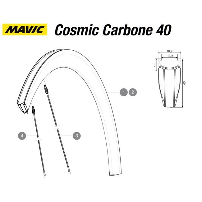 Mavic Cosmic Carbone 40 C Ersatzfelge Vorderrad Clincher Decor black Mod 2015 - Ausverkauft