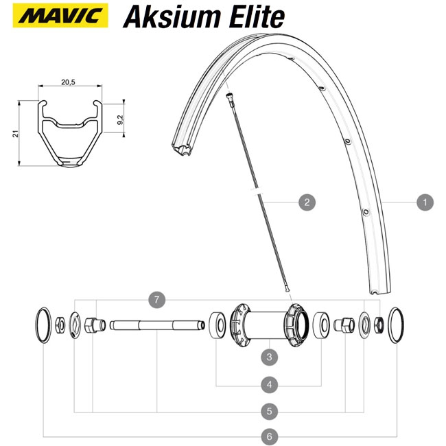 Mavic Aksium Elite Vorderrad Achskit Modell 2015