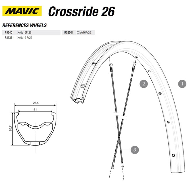 Mavic Crossride Disc Ersatzfelge Hinterrad 26 Zoll Modell 2016