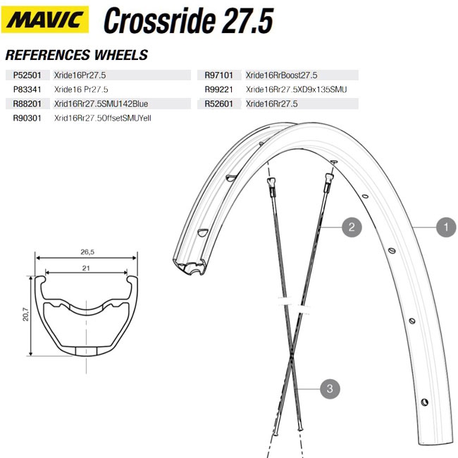 Mavic Crossride Disc Ersatzfelge Hinterrad 27,5 Zoll Modell 2016