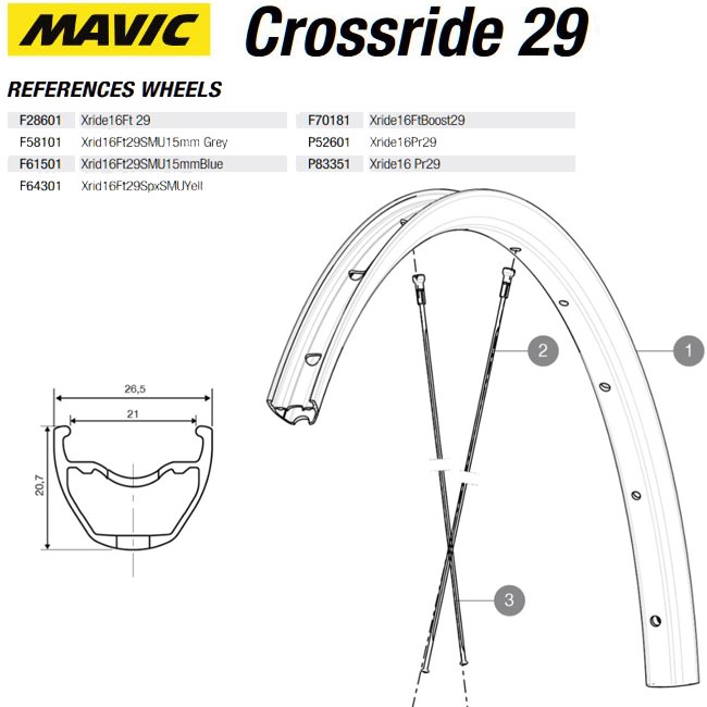 Mavic Crossride Disc Ersatzfelge Vorderrad 29 Zoll Modell 2016