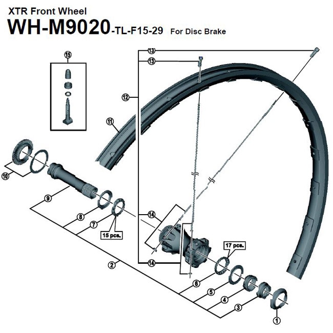 Shimano Ersatz Speichennippel XTR WH-M9020 Vorder- Hinterrad