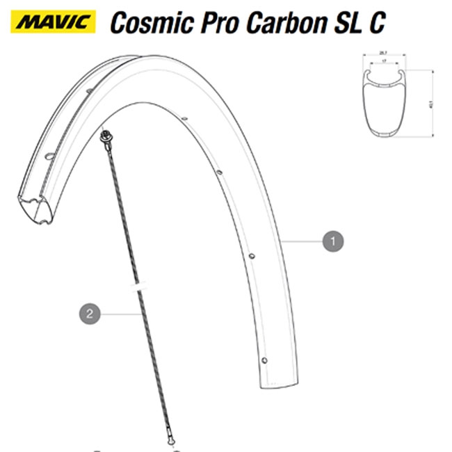 Mavic Cosmic Pro Carbon SL C Ersatzspeiche Hinterrad 278 mm Mod 2017
