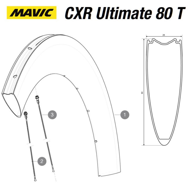 Mavic CXR Ultimate 80 T Ersatzspeiche Hinterrad links 235 mm