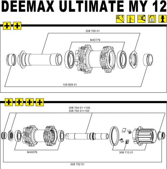 Mavic Deemax Pro Hinterrad Achs-Kit 135 mm
