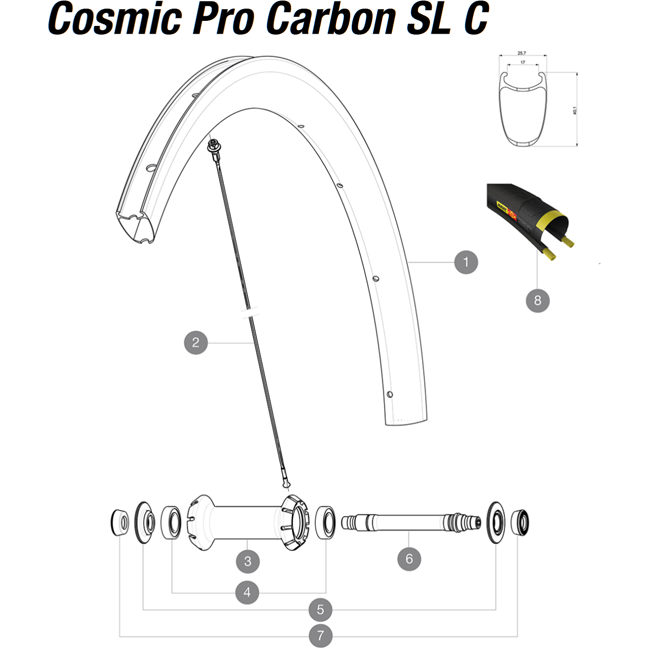 Mavic Cosmic Pro Carbon SL C - Ersatzspeiche Vorderrad 271 mm incl Nippel