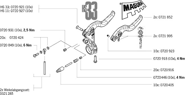 Magura HS33 R Bremse 2 Finger Hebel silber - TNC-Hamburg