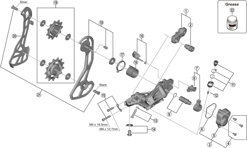Shimano GRX RD-RX810 Schaltwerk Ersatzteil | Stellhebel-Einheit Nr 10