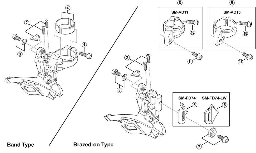 Shimano Adapter SM-AD11 fuer Anloet Umwerfer an Rahmen - ausverkauft