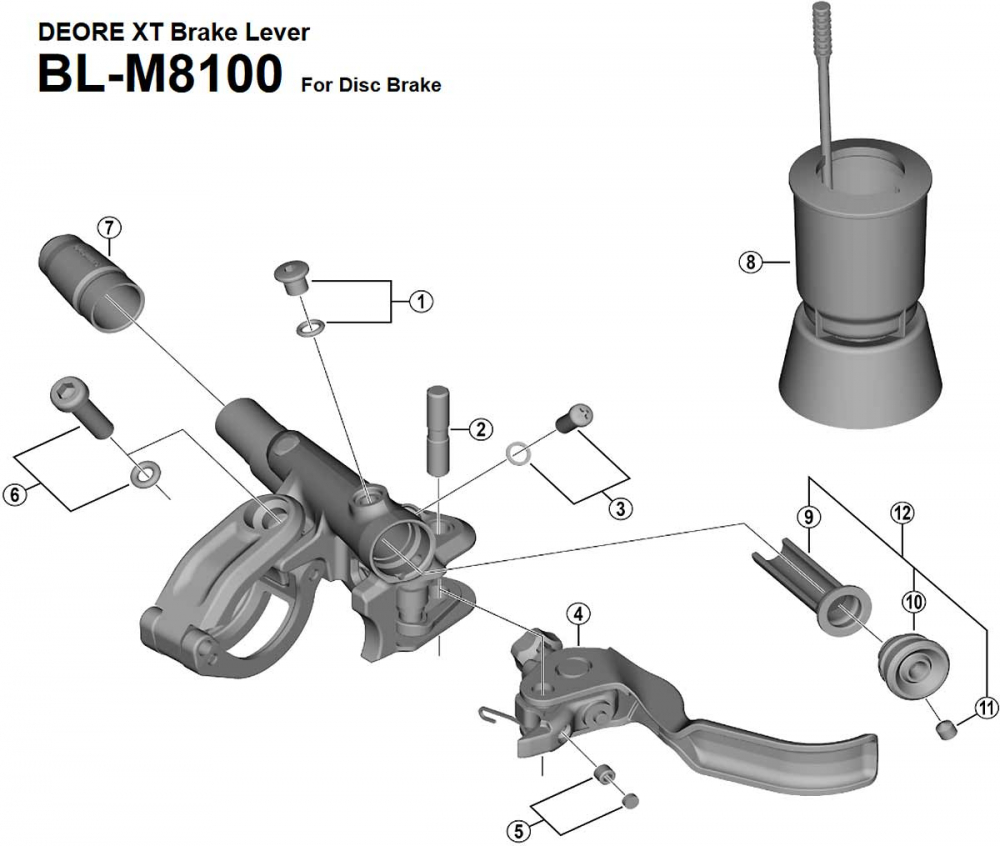 Shimano Deore XT BL-M8100 / XTR BL-M975-A Bremsgriff Ersatzteil | Klemmschraube Hebelachse