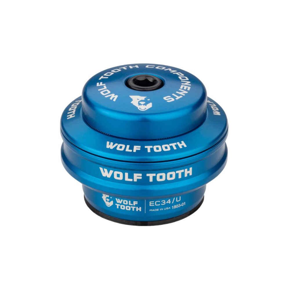 Wolf Tooth Premium Steuersatz Oberteil 1 1/8 Zoll | EC34 / 28,6mm Hoehe 16mm blau