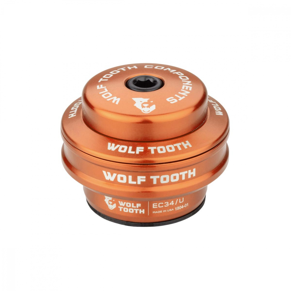 Wolf Tooth Premium Steuersatz Oberteil 1 1/8 Zoll | EC34 / 28,6mm Hoehe 16mm orange