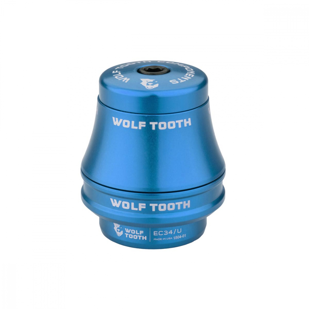 Wolf Tooth Premium Steuersatz Oberteil 1 1/8 Zoll | EC34 / 28,6mm Hoehe 35mm blau