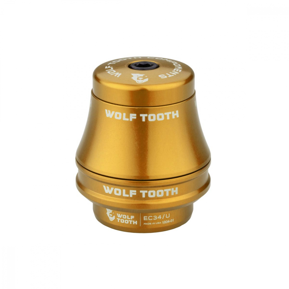 Wolf Tooth Premium Steuersatz Oberteil 1 1/8 Zoll | EC34 / 28,6mm Hoehe 35mm gold