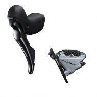 Shimano 105 Discbremse ST-R7020 STI Schaltbremshebel 2 fach links + BRR7070 Flatmount Bremssattel Vorderrad silber