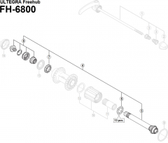 Shimano Ultegra FH-6800 Hinterradnabe Ersatzteil | Hohlachse komplett Nr 4