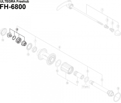 Shimano Ultegra FH-6800 Hinterradnabe Ersatzteil | Achsschraube komplett Nr 8