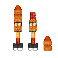 e*thirteen Schrader Tubeless Ventil Set | Quick Fill Plasma Aluminium 16-24 mm naranja-orange