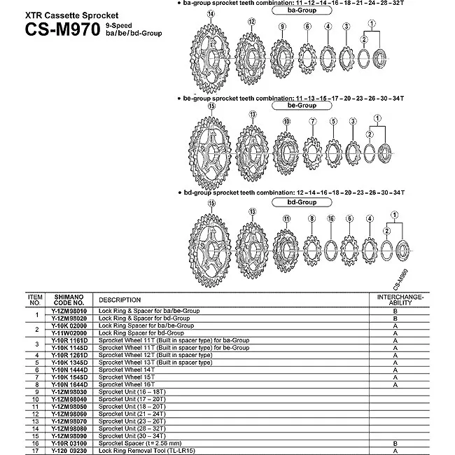 Shimano Ersatzritzel XTR CS-M970 / XT CS-m750 Kassette Gruppe BE 11 Zähne