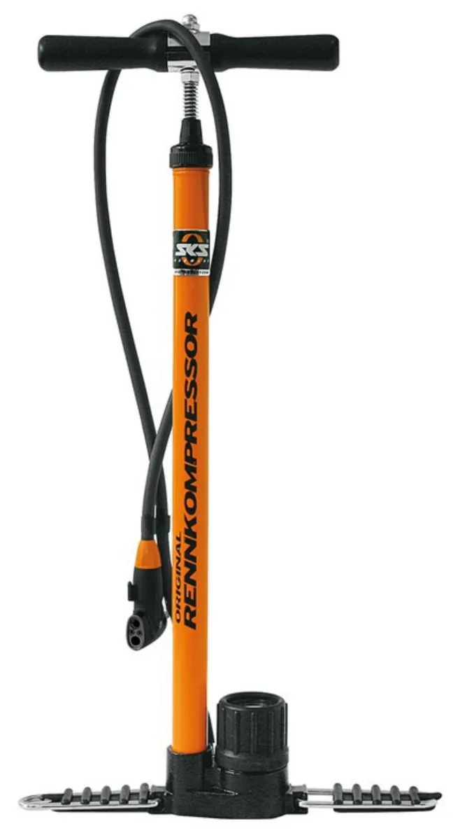 SKS Rennkompressor Standpumpe 16 Bar orange Pumpenkopf Multi-Valve