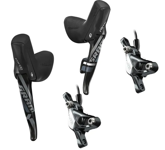 Set Sram Force 1 Disc Schaltbremshebel 11-1-fach + Post Mount Scheibenbremsen