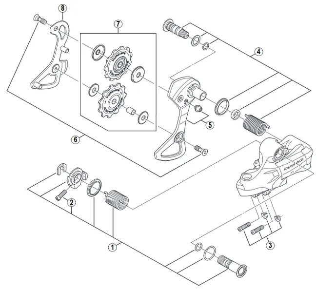 Shimano DURA-ACE Di2 RD-7970 / RD-7900 Ersatzteil | Schaltröllchenschrauben Nr 6