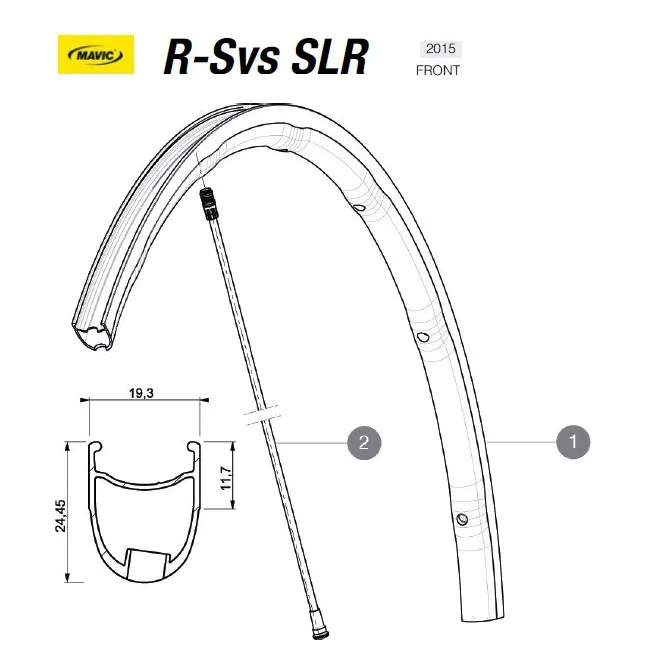 Mavic R-SYS SLR Ersatzfelge Vorderrad Clincher schwarz Modell 2015