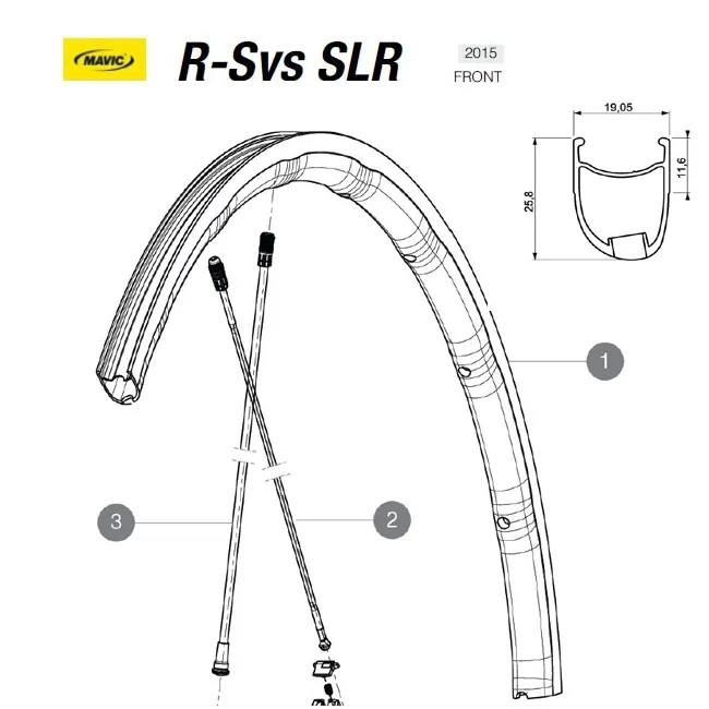 Mavic R-SYS / Ksyrium SLR Speiche Zircal Hinterrad rechts Clincher 293,5 mm Nippel schwarz Modell 2015