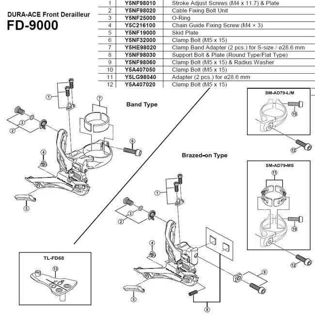 Shimano DURA-ACE FD-9000 Umwerfer Ersatzteil | Einstellschraube mit Platte Nr 1