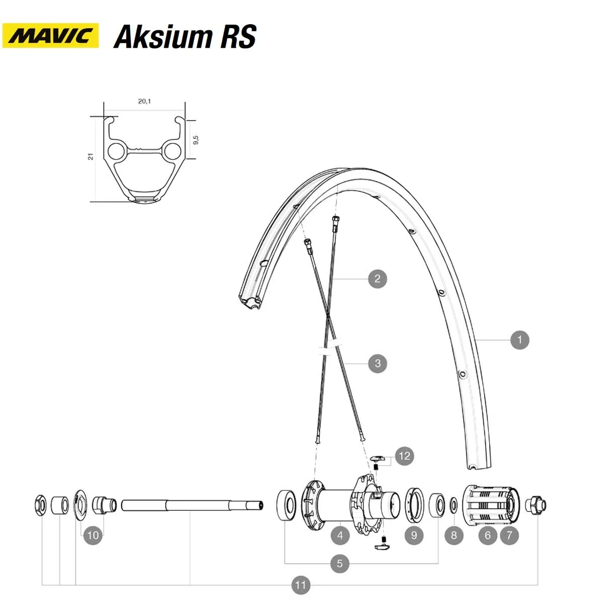 Mavic Aksium Aksium S Ersatzspeiche Hinterrad rechts 298 mm