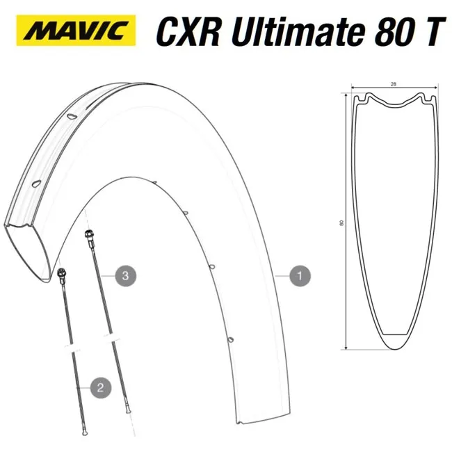 Mavic CXR Ultimate 80 T Ersatzspeiche Hinterrad rechts 232 mm