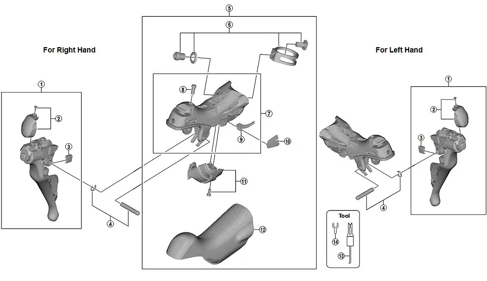 Shimano DURA-ACE / Ultegra / 105 Schalt-Bremshebel 11-fach Ersatzteil | Kabelführung rechts Nr 9