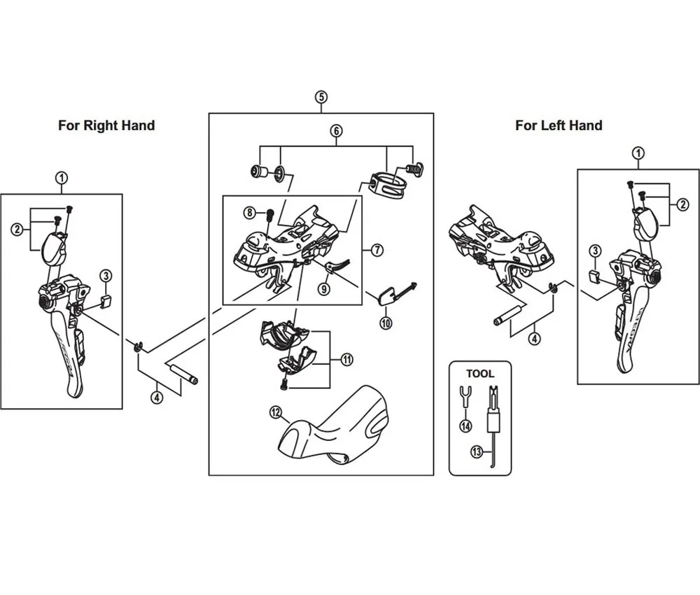 Shimano DURA-ACE / Ultegra / 105 Schalt-Bremshebel 11-fach Ersatzteil | Kabelführung links Nr 9