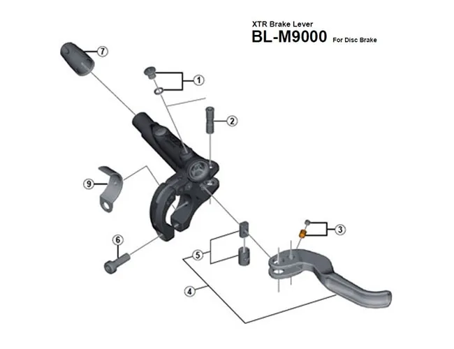 Shimano Deore XT BL-M8000 / XTR BL-M9000 Bremshebel Ersatzteil | Reduzierklemme für Bremshebel Nr 9