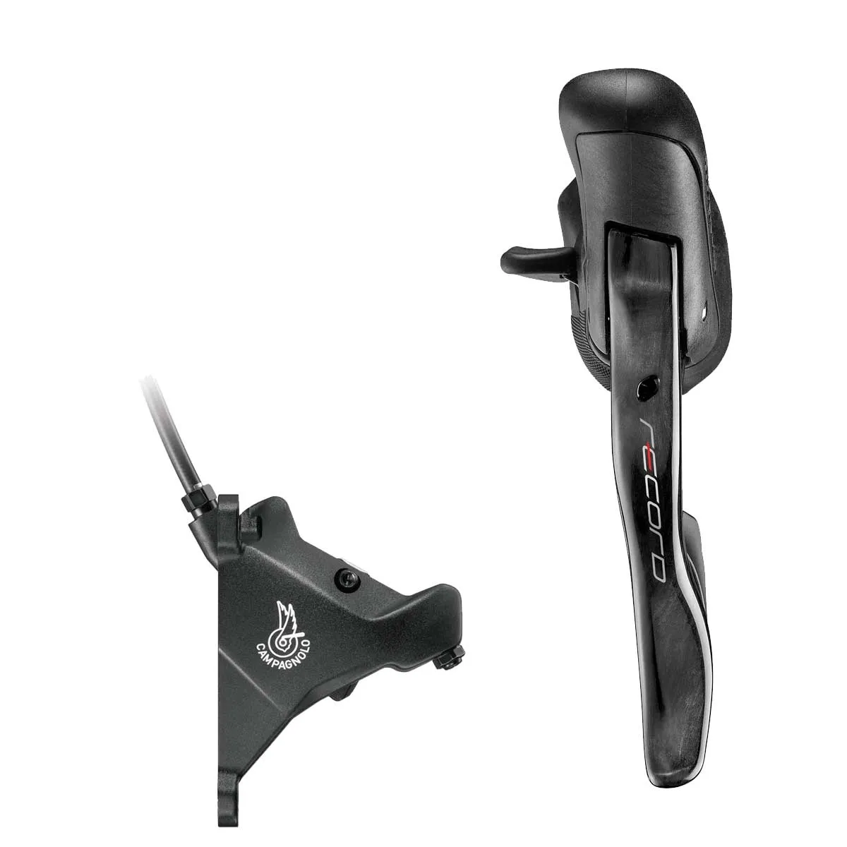 Campagnolo Record 12s HO Ergopower 2 fach links + Vorderrad Flat Mount Disc für 160mm Scheibe - Restbestand