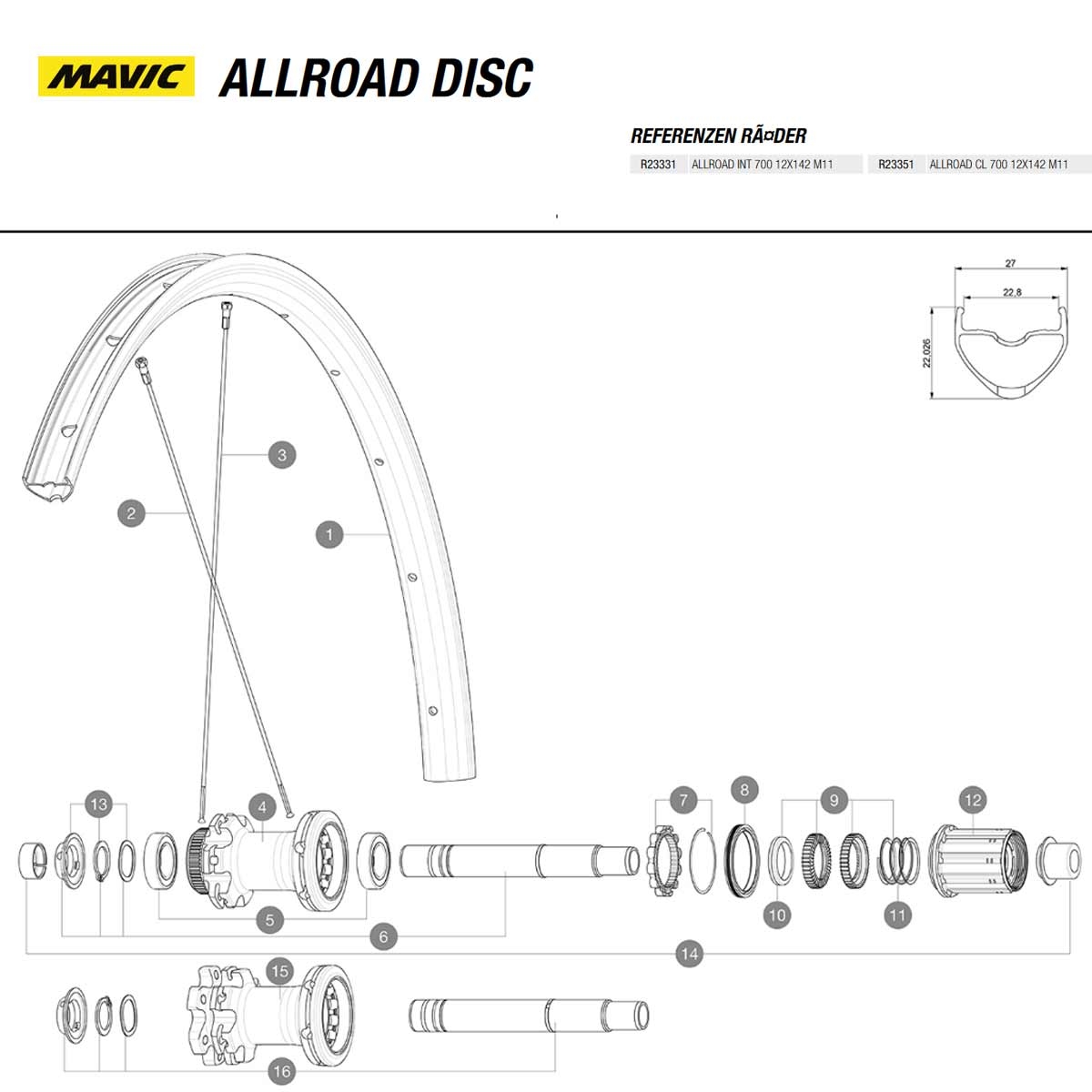 Mavic Allroad 1 Laufradsatz Disc 6 Loch 28 Zoll / 700C Mod 26