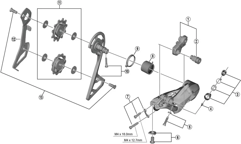 Shimano Ultegra / GRX Schaltwerk Ersatzteil | Schaltzug-Einstellschraube komplett