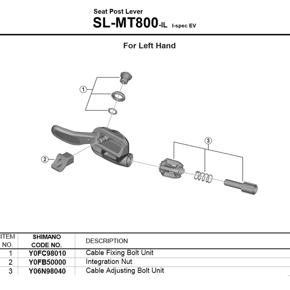 Shimano XTR SL-M9100-I / SL-MT800 Schalthebel Ersatzteil | Befestigungsmutter I-Spec EV
