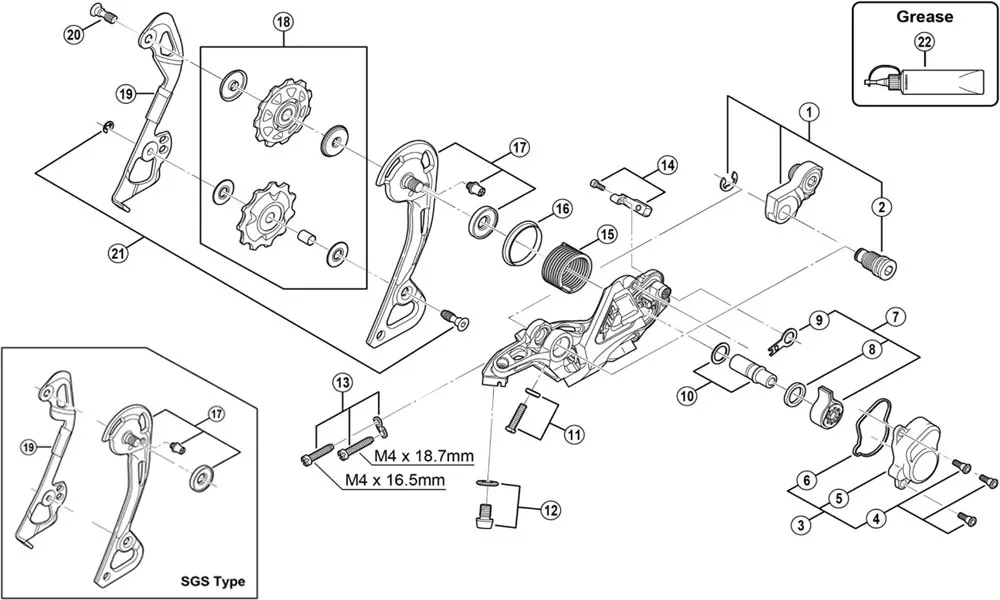 Shimano XTR RD-M980 / M985 /M986 Schaltwerk Ersatzteil | Kabelklemmschraube u Platte M6x8mm