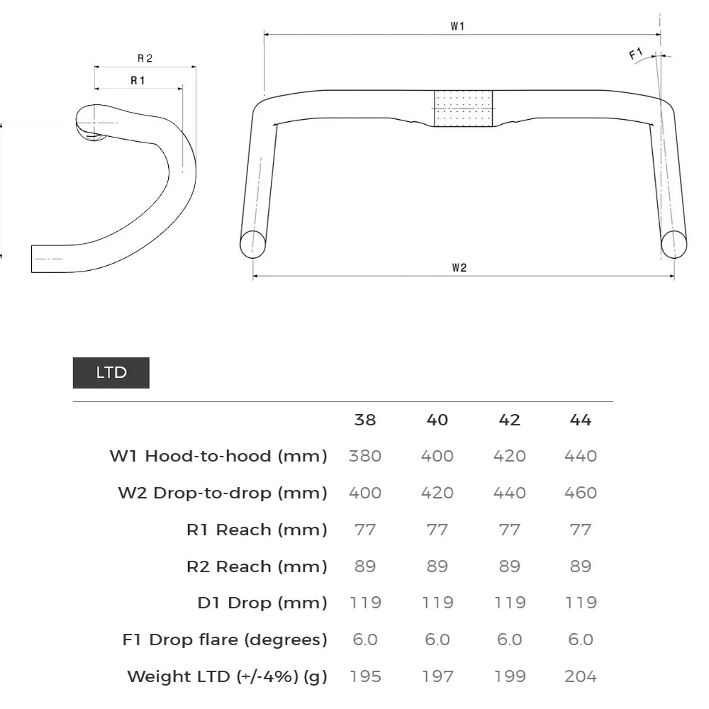 3t Superergo LTD Stealth Carbon Rennrad-Lenker Breite 42 cm