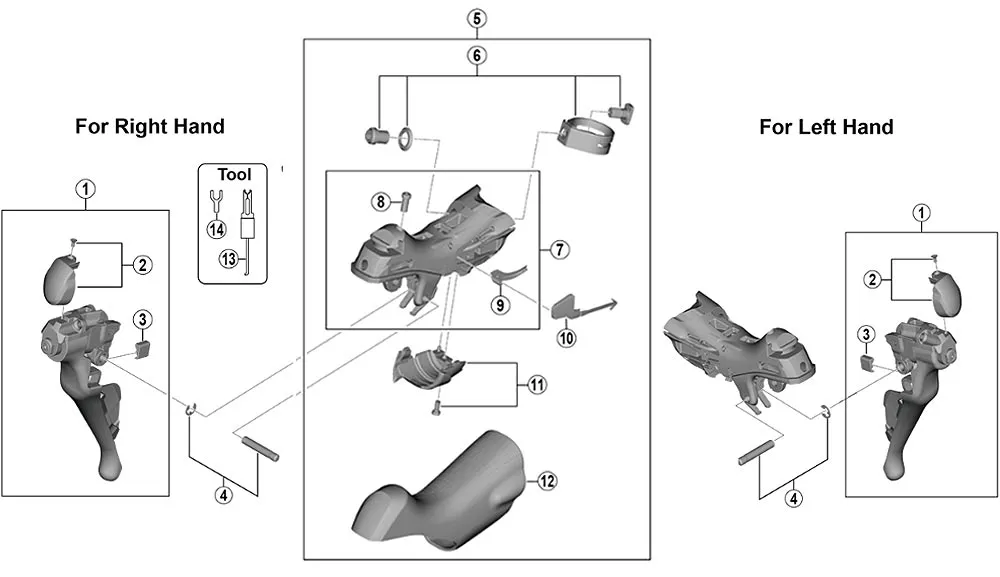 Shimano Ultegra ST-R8000 11-fach Schaltbremshebel Ersatzteil | Hebelhalterung rechts Nr 5