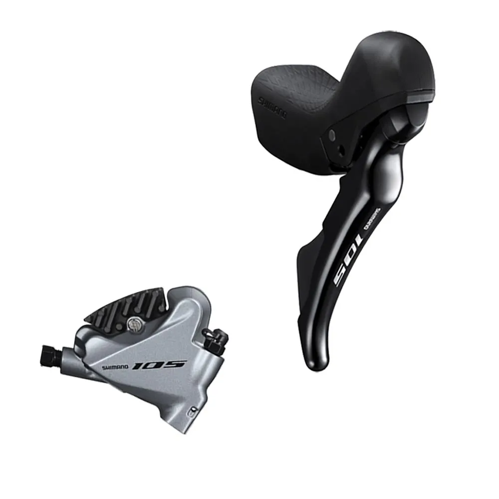 Shimano 105 Discbremse ST-R7020 STI Schaltbremshebel 11-fach rechts + BRR7070 Flatmount Bremssattel Hinterrad silber