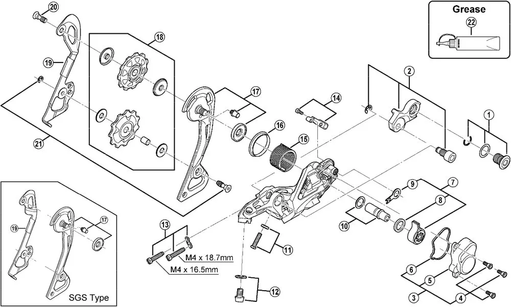 Shimano XTR RD-M980 / RD-M985 / RD-M986 Schaltwerk Ersatzteil | Kettenleitblech GS innen