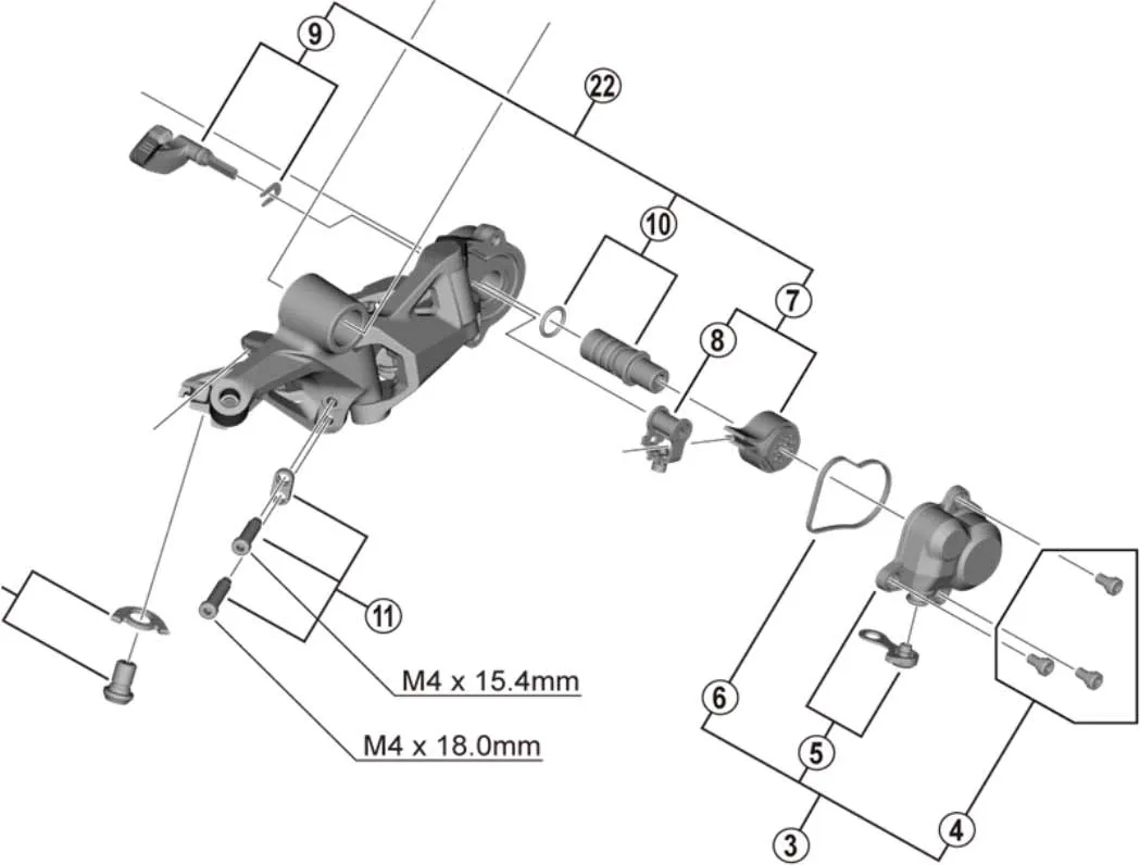 Shimano Shadow Plus Schaltwerk Ersatzteil | Schrauben für Stabilisator-Gehäuseabdeckung Nr 4 , Restbestand