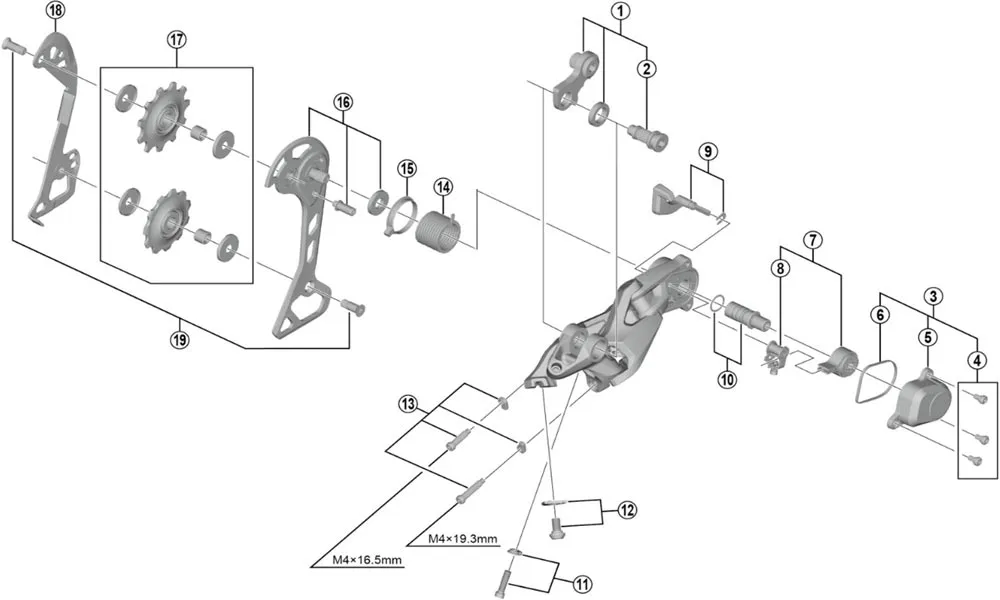 Shimano GRX / SLX Schaltwerk Ersatzteil | Anschlagschrauben komplett